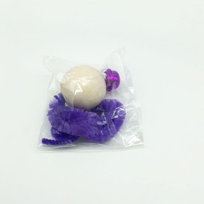 image-Wooden Bead Cat Toy with Bell - Caterpillar Shape Interactive