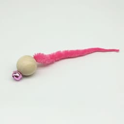 image-Wooden Bead Cat Toy with Bell - Caterpillar Shape Interactive