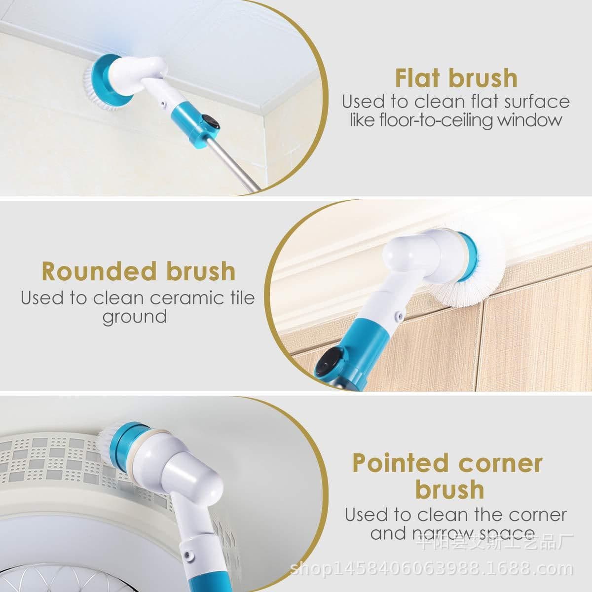 image-Wireless Rechargeable Electric Cleaning Brush with Long Handle