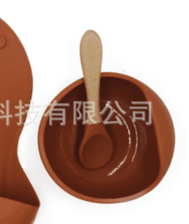 image-Morandi Color Silicone Baby Bowl & Spoon Set with Cover