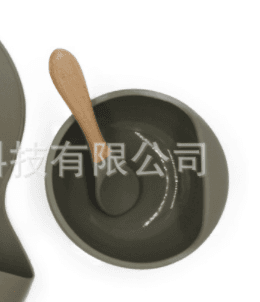 image-Morandi Color Silicone Baby Bowl & Spoon Set with Cover