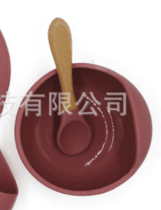 image-Morandi Color Silicone Baby Bowl & Spoon Set with Cover