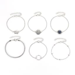 image-Women's Bohemian Bracelet Set 6-Piece Lotus Alloy Jewelry