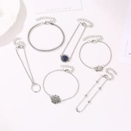 image-Women's Bohemian Bracelet Set 6-Piece Lotus Alloy Jewelry