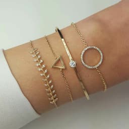 image-Geometric Bracelet Set - Round Triangle Fashion Jewelry