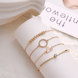 image-Geometric Bracelet Set - Round Triangle Fashion Jewelry