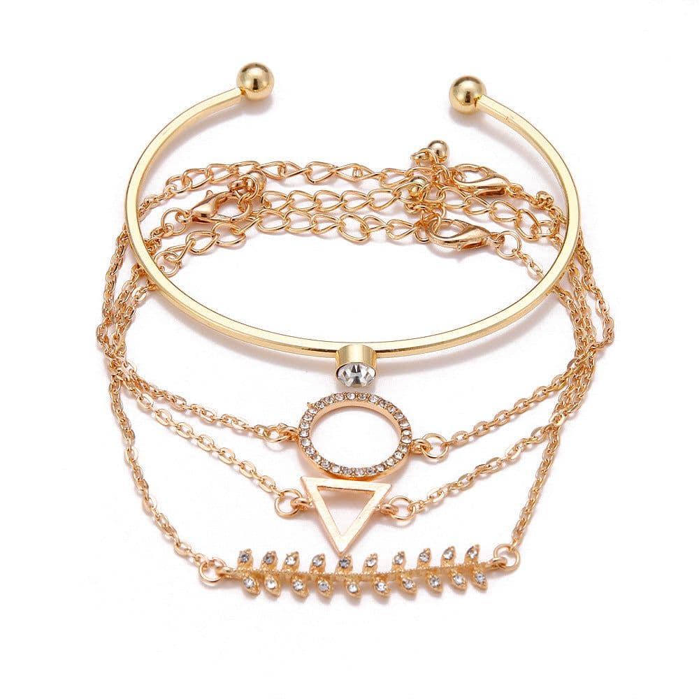 image-Geometric Bracelet Set - Round Triangle Fashion Jewelry