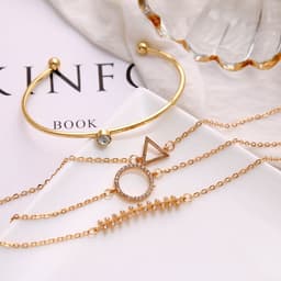 image-Geometric Bracelet Set - Round Triangle Fashion Jewelry