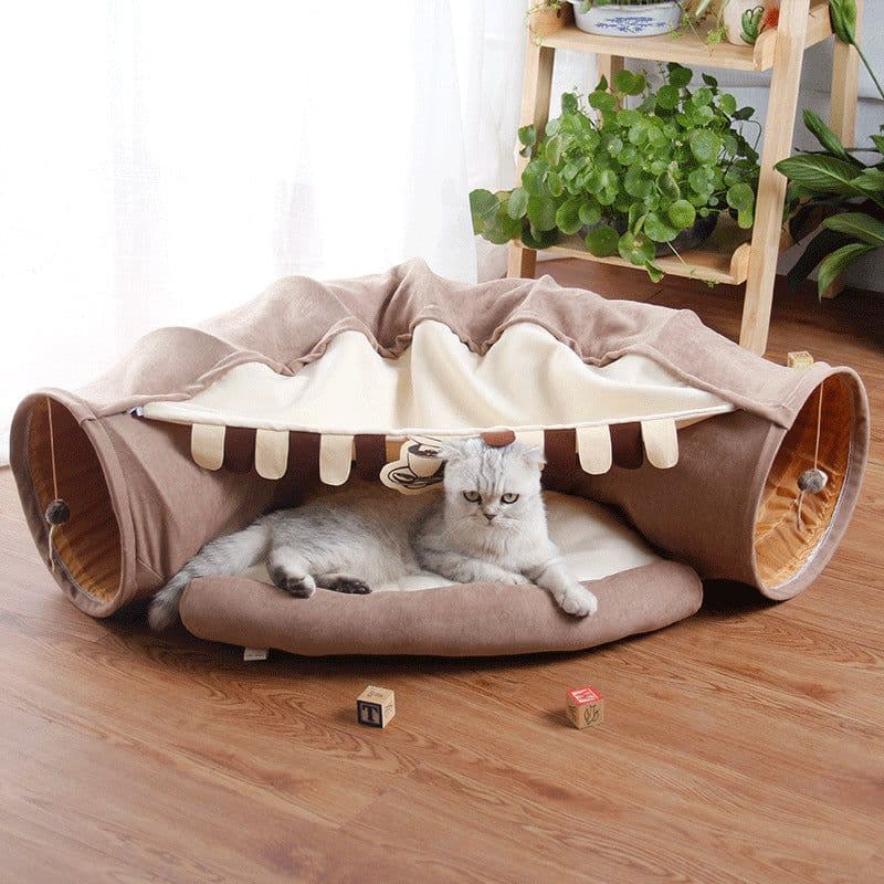 image-Cat Tunnel Bed Collapsible Washable Pet Nest