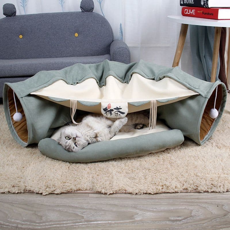 image-Cat Tunnel Bed Collapsible Washable Pet Nest