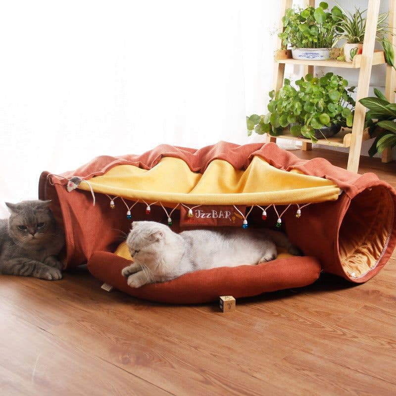 image-Cat Tunnel Bed Collapsible Washable Pet Nest