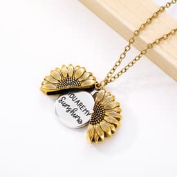 image-Sunflower Necklace Stainless Steel You Are My Sunshine Pendant