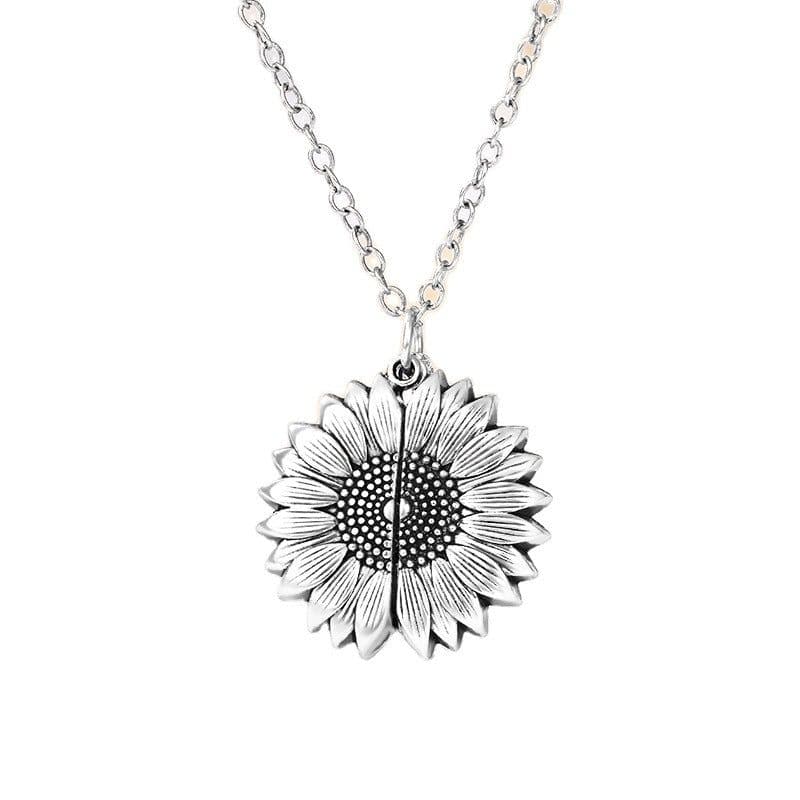image-Sunflower Necklace Stainless Steel You Are My Sunshine Pendant