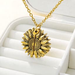 image-Sunflower Necklace Stainless Steel You Are My Sunshine Pendant