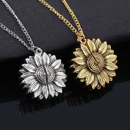 image-Sunflower Necklace Stainless Steel You Are My Sunshine Pendant