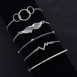 image-European American Beaded Bracelet Set 5-Piece Alloy Jewelry