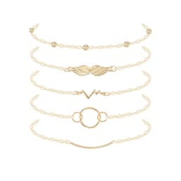 image-European American Beaded Bracelet Set 5-Piece Alloy Jewelry