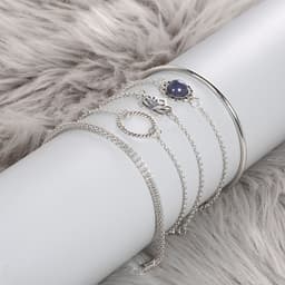 image-Bohemian Lotus Leaf Stone Bead Chain Five-Piece Bracelet Set