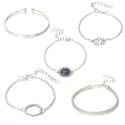 image-Bohemian Lotus Leaf Stone Bead Chain Five-Piece Bracelet Set