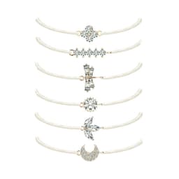 image-Geometric Stone Bracelet Set 6-Piece Braided Rope Moon Dragonfly