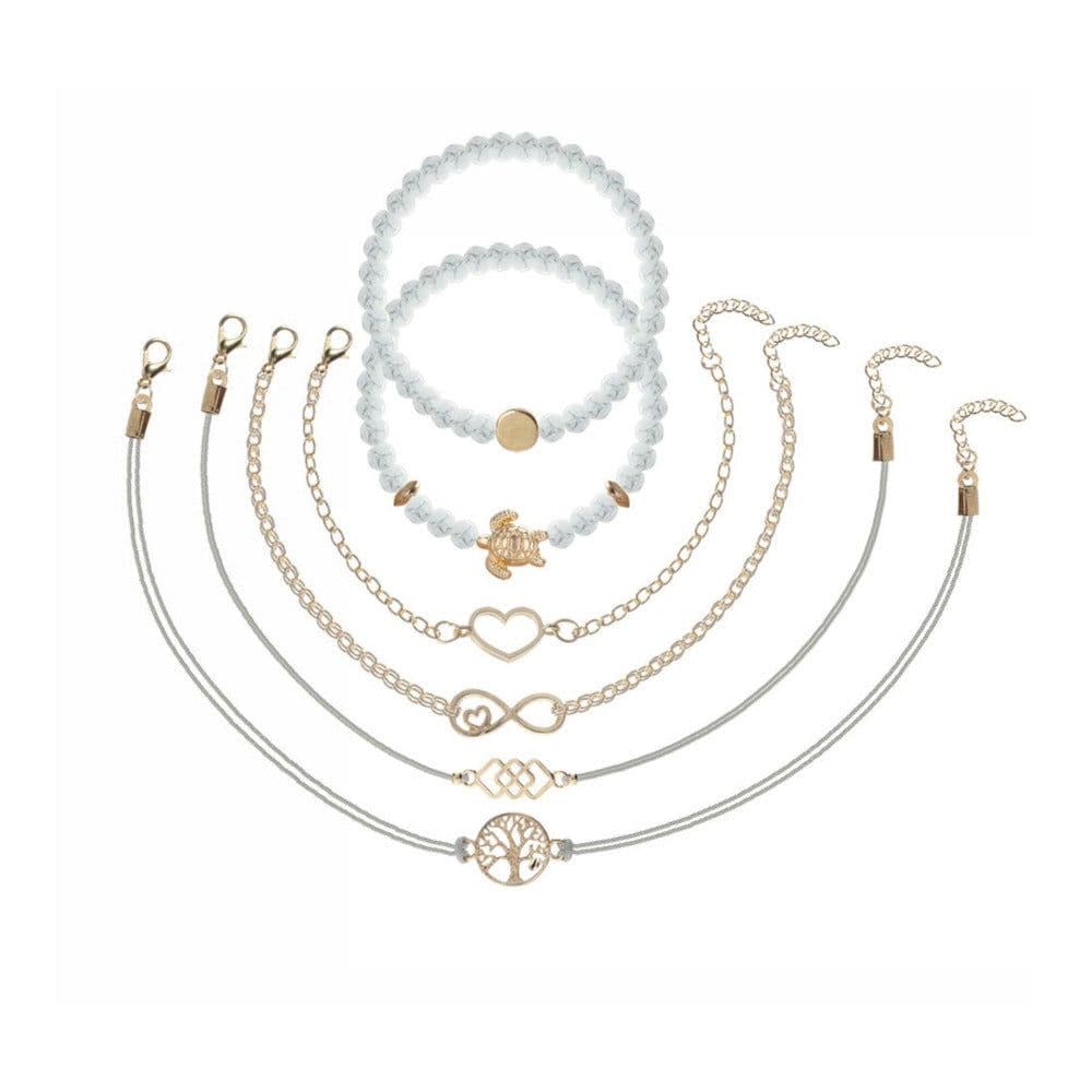image-European American Alloy Bracelet Set - Hollow Love Tree of Life