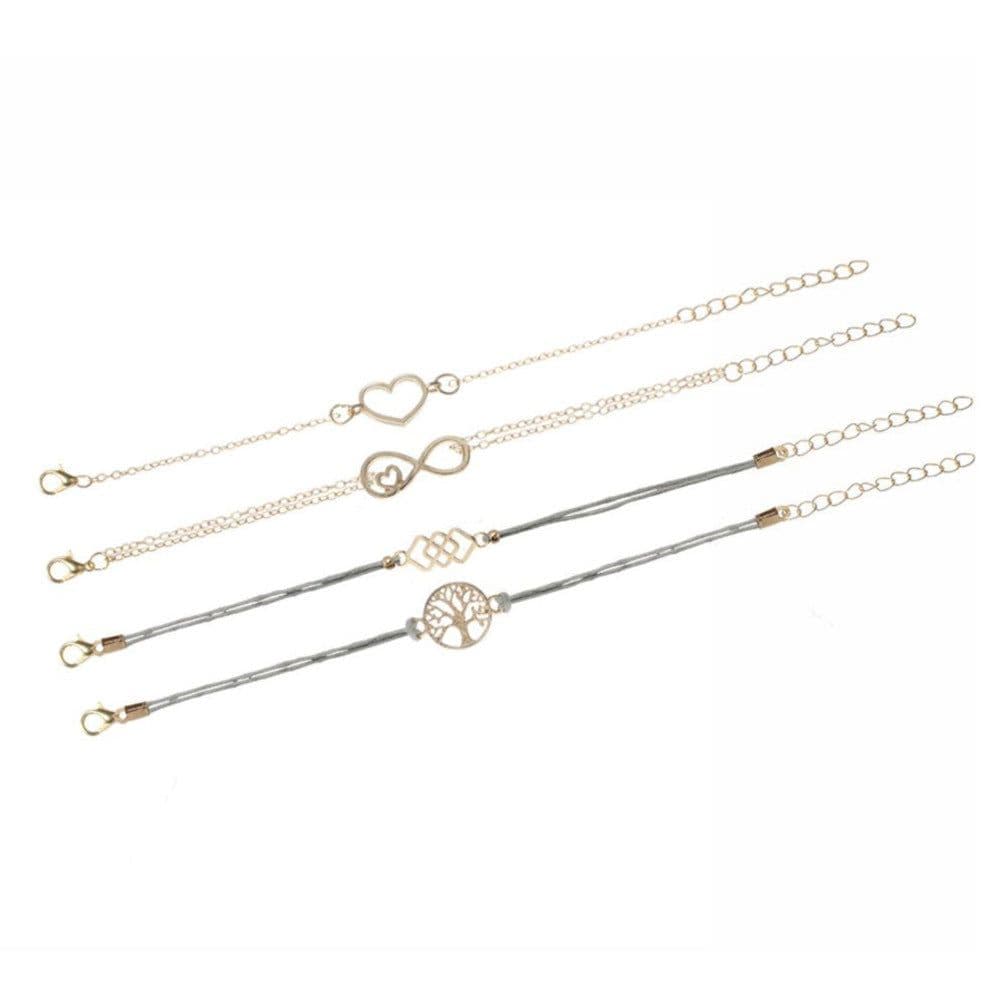 image-European American Alloy Bracelet Set - Hollow Love Tree of Life