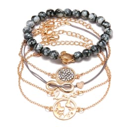 image-Geometric Bracelet Set 5-Piece Fashion Jewelry Collection