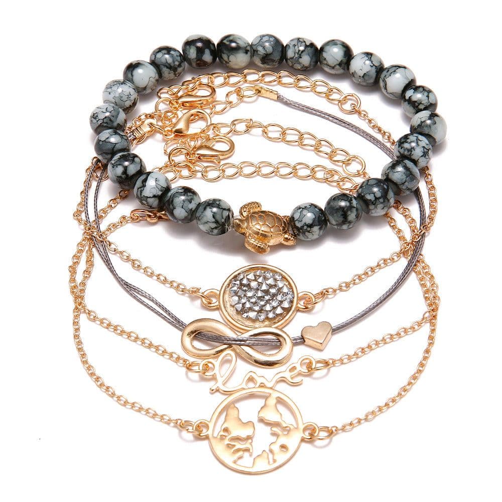 image-Geometric Bracelet Set 5-Piece Fashion Jewelry Collection