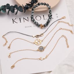 image-Geometric Bracelet Set 5-Piece Fashion Jewelry Collection