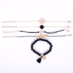 image-Beaded Bracelet Set with Turtle Pentagram Charms 5-Piece
