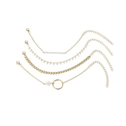 image-Women's Beaded Bracelet Set 4-Piece Geometric Alloy Fashion