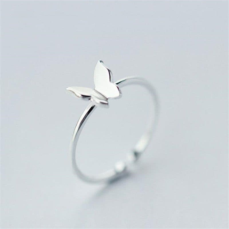 image-s925 Sterling Silver Butterfly Ring Korean Style Women's Jewelry