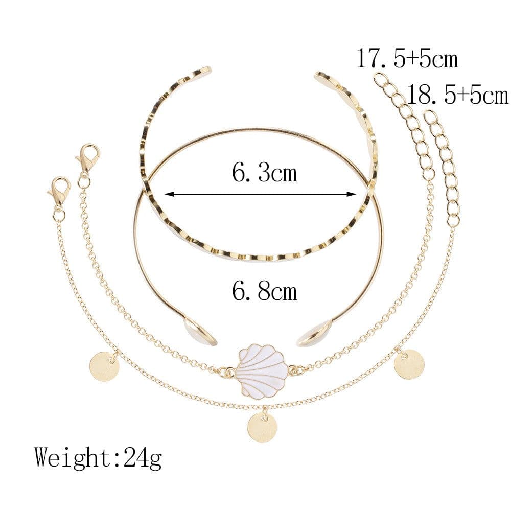 image-Bohemian Shell Bracelet Set 4-Piece Women's Alloy Jewelry
