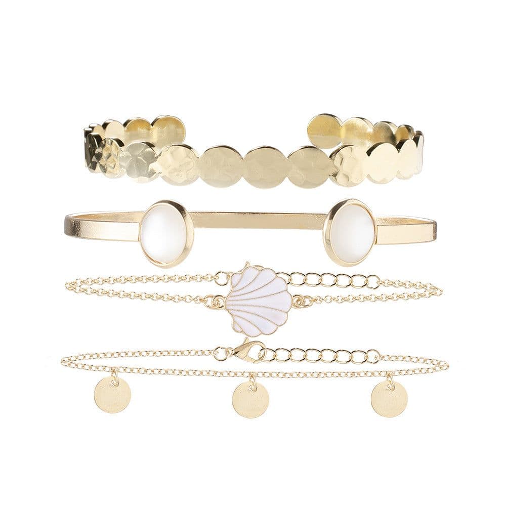image-Bohemian Shell Bracelet Set 4-Piece Women's Alloy Jewelry