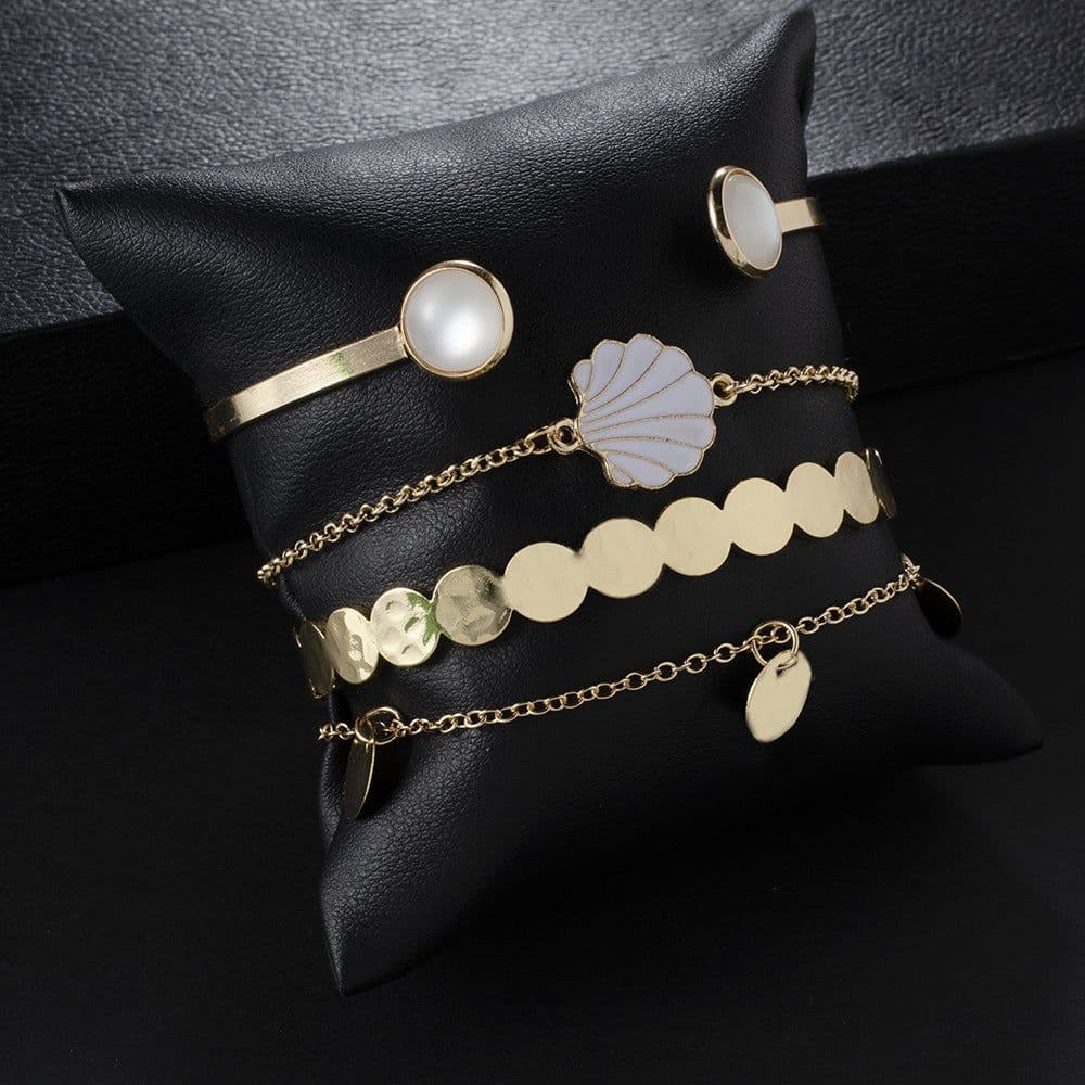 image-Bohemian Shell Bracelet Set 4-Piece Women's Alloy Jewelry