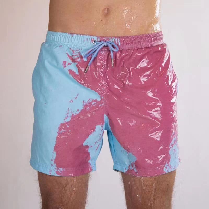 image-Men's Color-Changing Beach Shorts Temperature Sensitive Swim Trunks