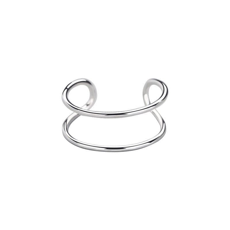 image-S925 Sterling Silver Geometric Open Ring Adjustable Women's