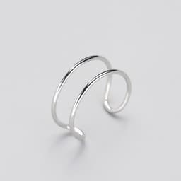image-S925 Sterling Silver Geometric Open Ring Adjustable Women's