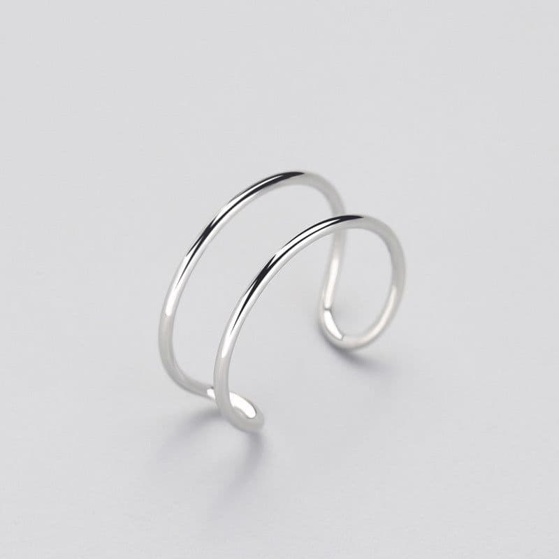image-S925 Sterling Silver Geometric Open Ring Adjustable Women's