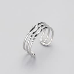 image-S925 Sterling Silver Geometric Open Ring Adjustable Women's