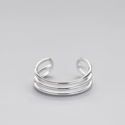 image-S925 Sterling Silver Geometric Open Ring Adjustable Women's