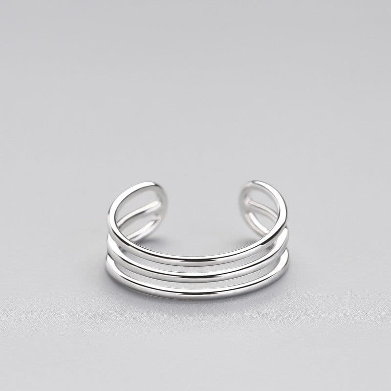 image-S925 Sterling Silver Geometric Open Ring Adjustable Women's