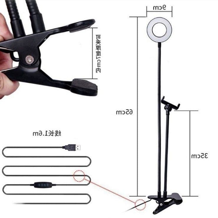 image-Mobile Phone Ring Light with Adjustable Bracket and Hose
