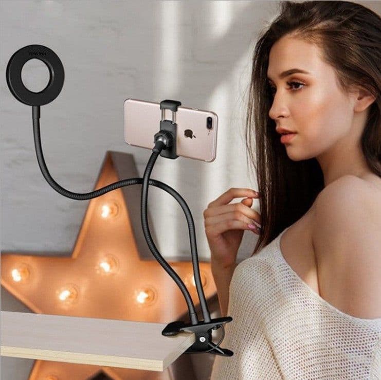 image-Mobile Phone Ring Light with Adjustable Bracket and Hose