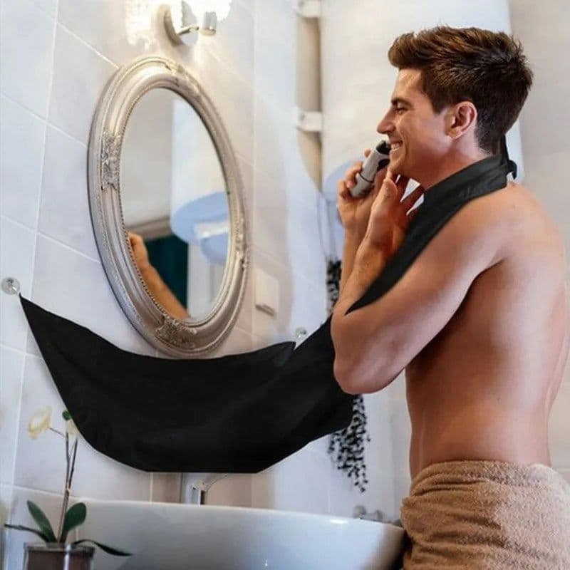 image-Men's Beard Shaving Apron Bib Polyester Waterproof Hair Catcher