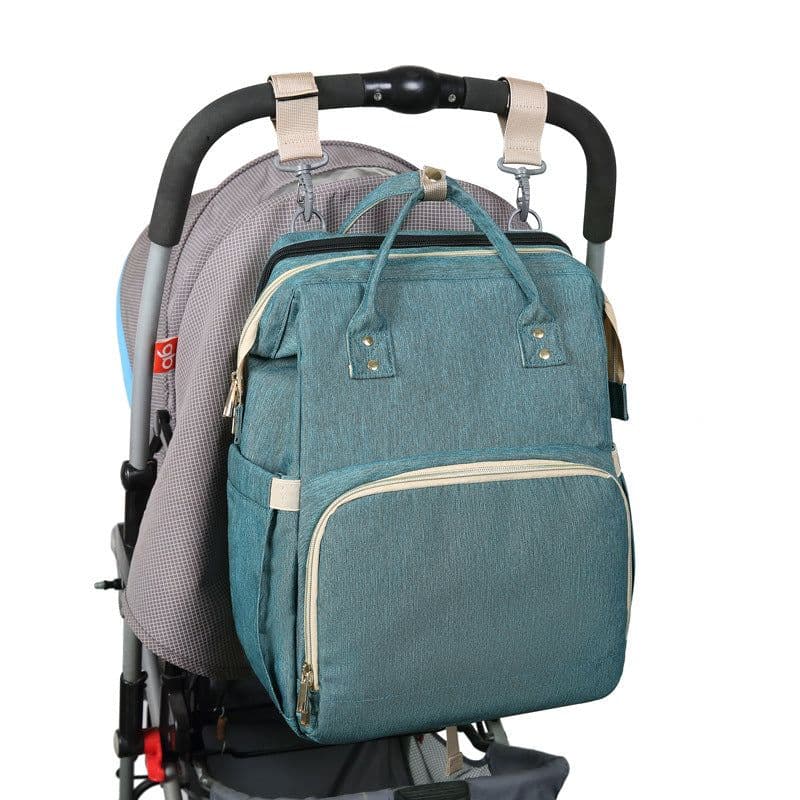 image-Portable Folding Crib Diaper Bag Backpack Large Capacity