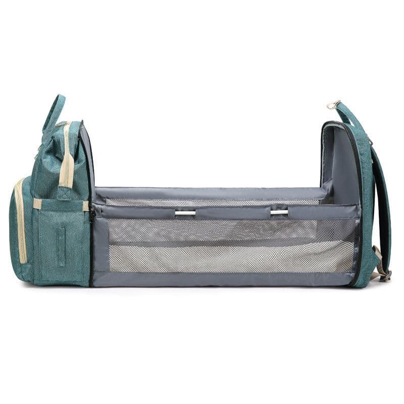 image-Portable Folding Crib Diaper Bag Backpack Large Capacity