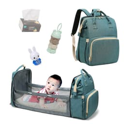 image-Portable Folding Crib Diaper Bag Backpack Large Capacity
