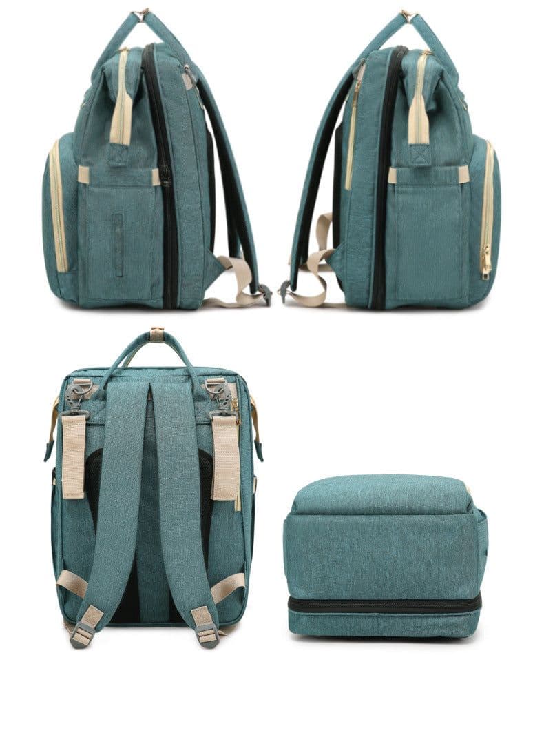 image-Portable Folding Crib Diaper Bag Backpack Large Capacity