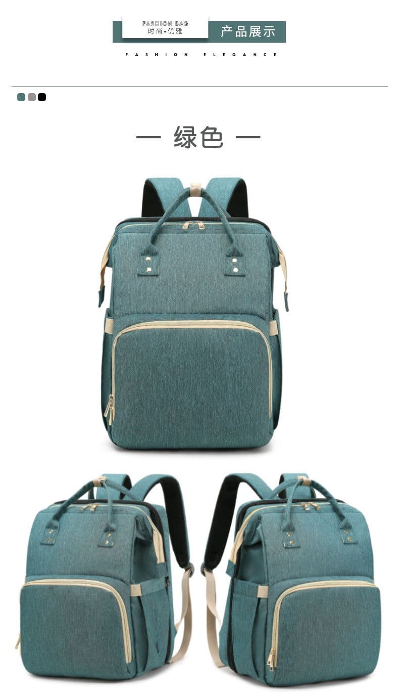 image-Portable Folding Crib Diaper Bag Backpack Large Capacity